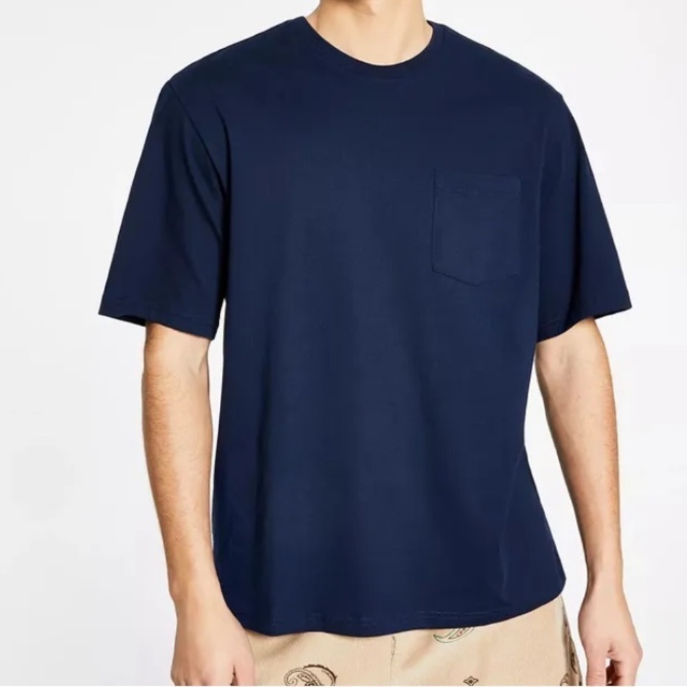 NWT mens Alfani super soft short sleeve pocket tech tee in neo navy size medium